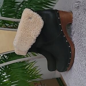 UGG Black and Cream Winter Boots